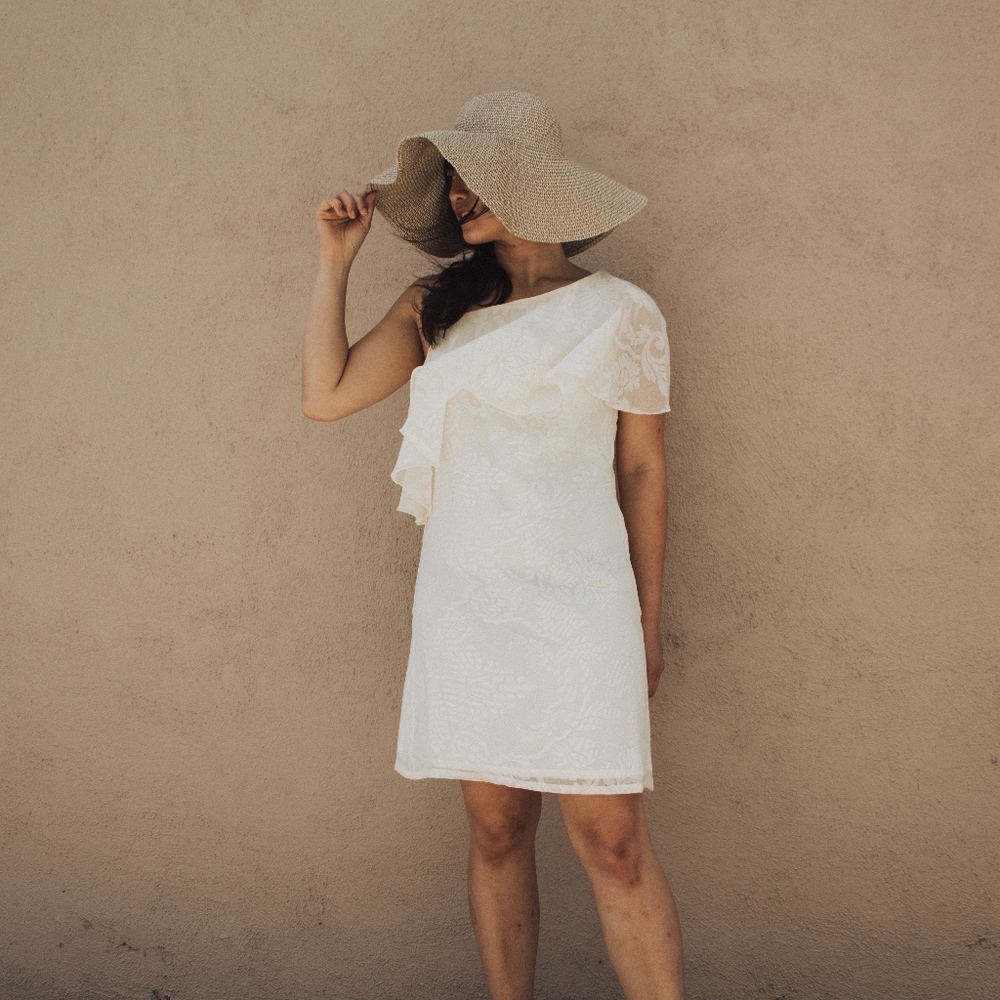 NWT Sugarlips Cream One Shoulder Dress